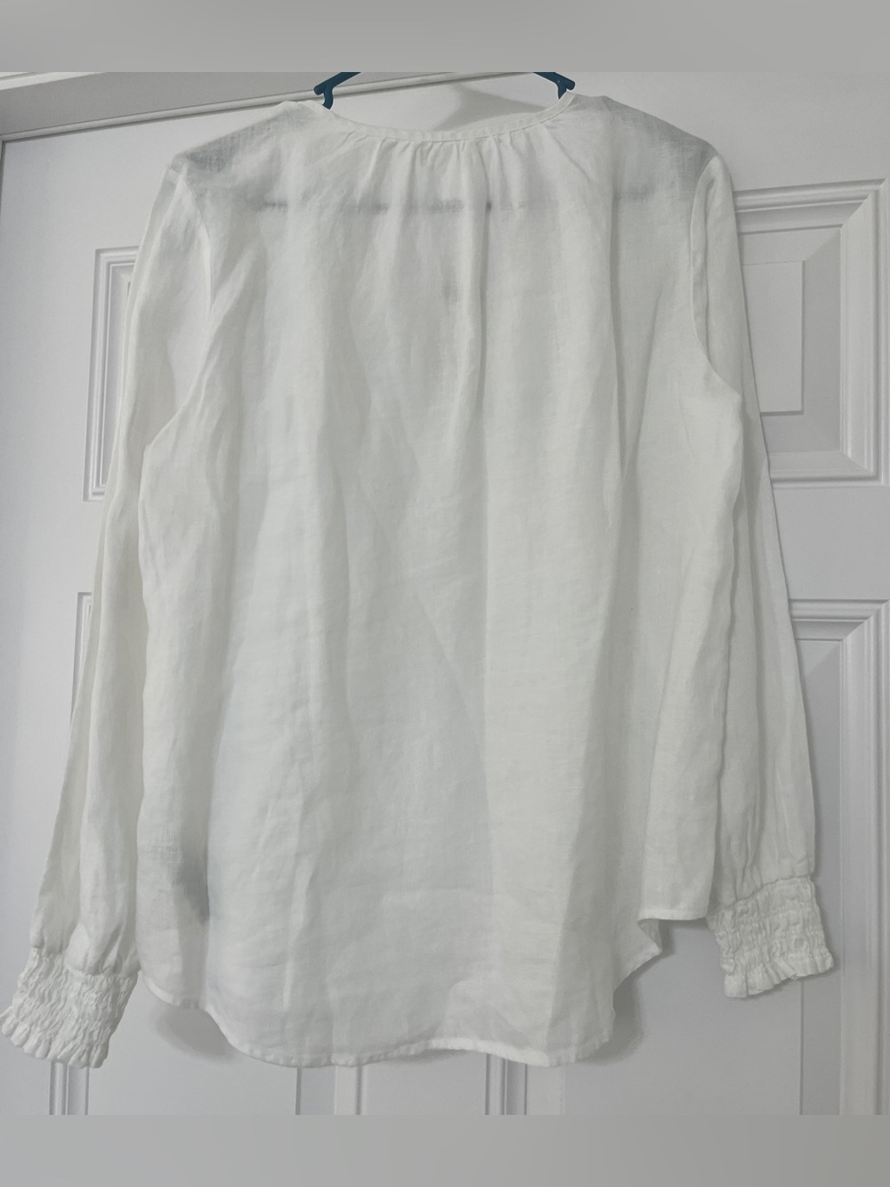 Anthropologie Cloth & Stone Tie Neck white linen blouse size medium - Picture 3 of 6